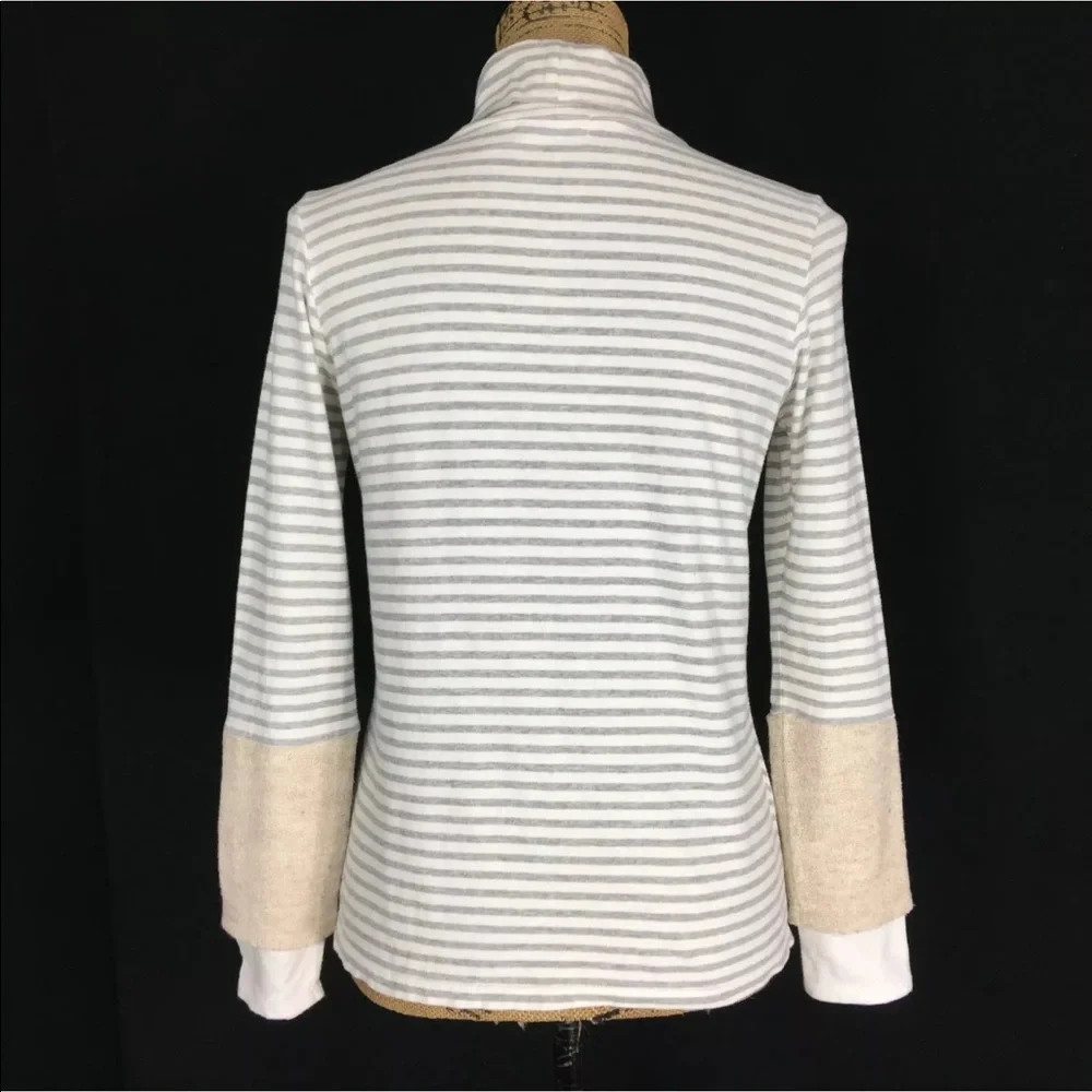 Studio Clip‎ Top S Turtleneck White Gray Stripe